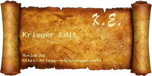 Krieger Edit névjegykártya